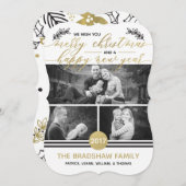 kerstfotokaart, Faux Gold Foil Feestdagenkaart (Voorkant / Achterkant)