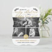 kerstfotokaart, Faux Gold Foil Feestdagenkaart (Staand voorkant)