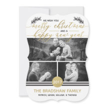 kerstfotokaart, Faux Gold Foil