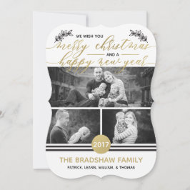 kerstfotokaart, Faux Gold Foil Feestdagenkaart