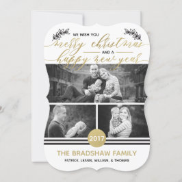kerstfotokaart, Faux Gold Foil Feestdagenkaart