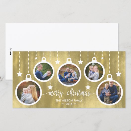 Kerstfotokaart, Feestdagen, Ornamenten Feestdagenkaart (Voorkant / Achterkant)