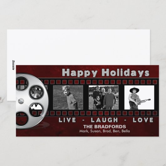 KERSTFOTOKAART - FILMSTROOK - PRETTIGE FEESTDAGEN FEESTDAGENKAART (Voorkant / Achterkant)