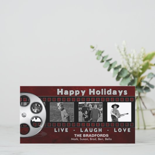 KERSTFOTOKAART - FILMSTROOK - PRETTIGE FEESTDAGEN FEESTDAGENKAART (Staand voorkant)