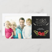 Kerstfotokaart Floral Chalkboard Feestdagenkaart (Voorkant / Achterkant)