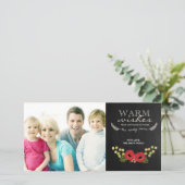 Kerstfotokaart Floral Chalkboard Feestdagenkaart (Staand voorkant)