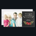 Kerstfotokaart  Floral Chalkboard Feestdagenkaart<br><div class="desc">Een kerstfotokaart met een  bloemontwerp op een achtergrond van het kartonnen type. Bezoek het Fresh Paperie Blog voor meer informatie >>https://freshpaperie.blogspot.com</div>