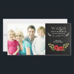 Kerstfotokaart  Floral Chalkboard Feestdagenkaart<br><div class="desc">Een kerstfotokaart met een  bloemontwerp op een achtergrond van het kartonnen type. Bezoek het Fresh Paperie Blog voor meer informatie >>https://freshpaperie.blogspot.com</div>