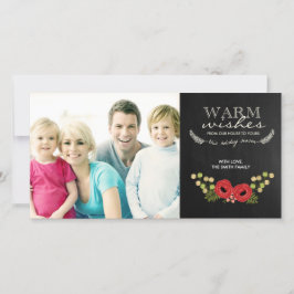 Kerstfotokaart Floral Chalkboard Feestdagenkaart