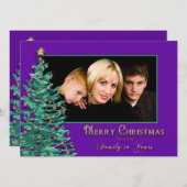 kerstfotokaart - groot - boomstructuur - Paars Feestdagenkaart (Voorkant / Achterkant)