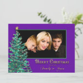 kerstfotokaart - groot - boomstructuur - Paars Feestdagenkaart (Staand voorkant)
