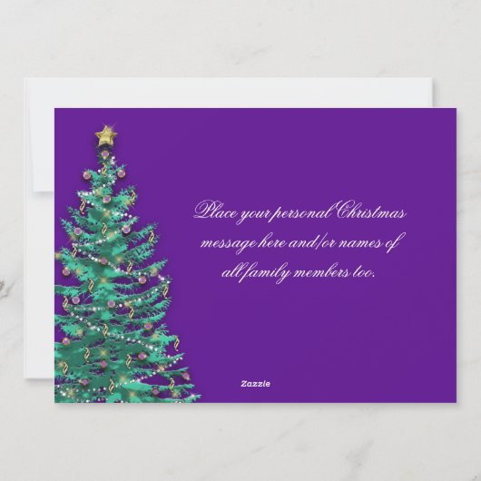 kerstfotokaart - groot - boomstructuur - Paars Feestdagenkaart (Achterkant)