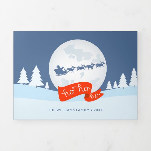 KERSTFOTOKAART | Ho Ho Ho Prettig Kerstfeest Drieluik Wenskaart (Cover)