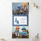 KERSTFOTOKAART | Ho Ho Ho Prettig Kerstfeest Drieluik Wenskaart (Binnen)