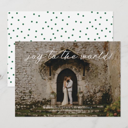 Kerstfotokaart - Joy to the World! Feestdagenkaart (Voorkant / Achterkant)