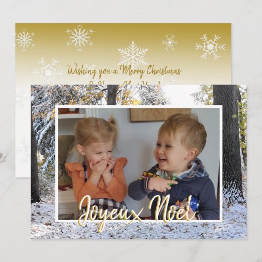 Kerstfotokaart Joyeux Noël (Voorkant / Achterkant)
