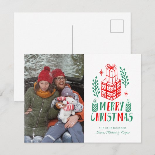 KERSTFOTOKAART | Kerstcadeaus Feestdagenkaart (Voorkant / Achterkant)