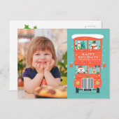 KERSTFOTOKAART | Kerstman dubbeldekker Kerstmis Feestdagenkaart (Voorkant / Achterkant)