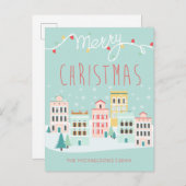 KERSTFOTOKAART | Kerststad Scene Feestdagenkaart (Voorkant / Achterkant)