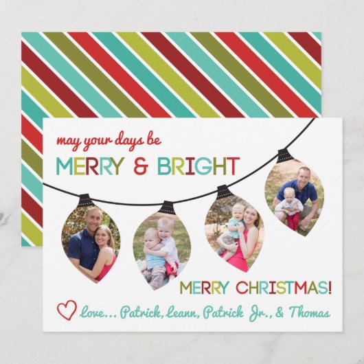 Kerstfotokaart, kerstverlichting, Feestdagen Feestdagenkaart (Voorkant / Achterkant)