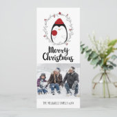 KERSTFOTOKAART | Knuffel Doodle Lollypop Pinguïn Feestdagenkaart (Staand voorkant)