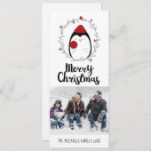 KERSTFOTOKAART | Knuffel Doodle Lollypop Pinguïn Feestdagenkaart (Voorkant / Achterkant)