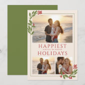 KERSTFOTOKAART MEERDERE FOTO'S MET KERSTKADER LOOF FEESTDAGENKAART (Voorkant / Achterkant)