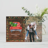 Kerstfotokaart met bijtend hout en tekenlust (Staand voorkant)