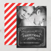 Kerstfotokaart met Chalkboard//Rode strepen Feestdagenkaart (Voorkant / Achterkant)