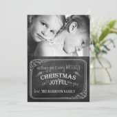Kerstfotokaart met Chalkboard//Rode strepen Feestdagenkaart (Staand voorkant)