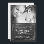 Kerstfotokaart met Chalkboard//Rode strepen Feestdagenkaart<br><div class="desc">Kerstfotokaart met Chalkboard//Rode strepen</div>