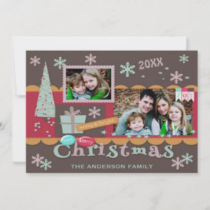 Kerstfotokaart met dubbelzijdige scrapbooking feestdagenkaart