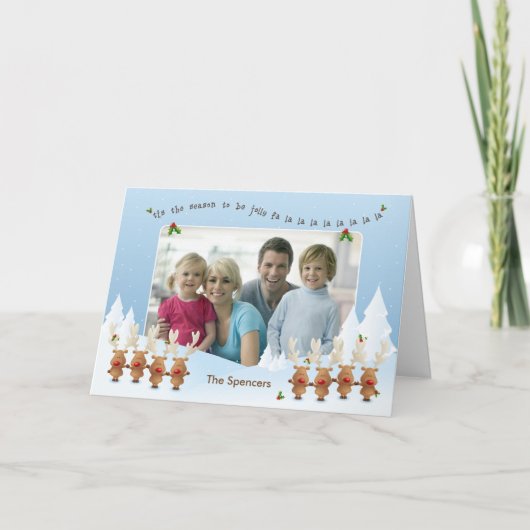 Kerstfotokaart met renrendiertje feestdagen kaart (Voorkant)