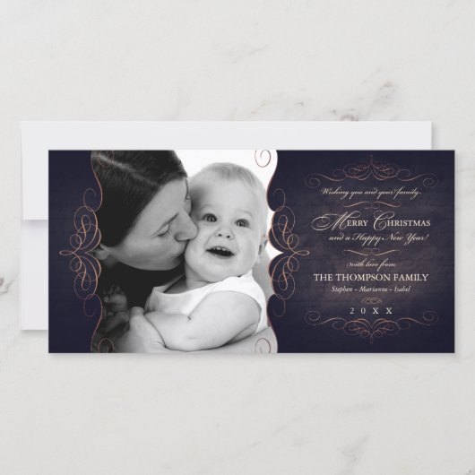  kerstfotokaart met scrollbord feestdagenkaart (Voorkant)