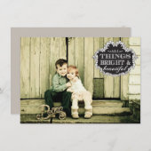  kerstfotokaart met witte Typografie Feestdagenkaart (Voorkant / Achterkant)