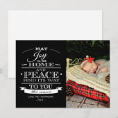 Kerstfotokaart met zwarte & witte Typografie Feestdagenkaart (Voorkant / Achterkant)