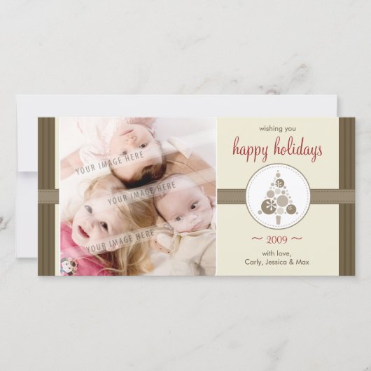 KERSTFOTOKAART :: moderne vlekkerige boom 6 Feestdagenkaart (Voorkant)