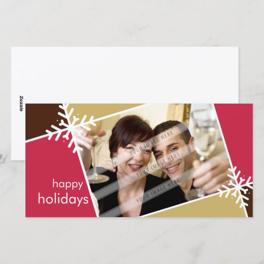 KERSTFOTOKAART :: Modernissta sneeuwvlok L1 Feestdagenkaart (Voorkant / Achterkant)