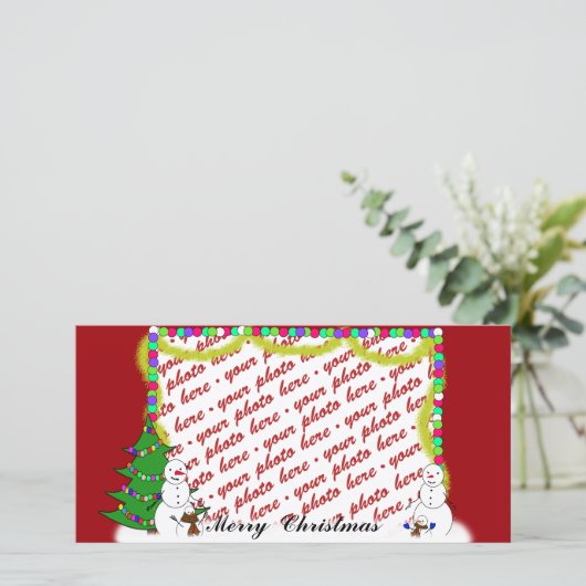 Kerstfotokaart of Label met fotocadeau Feestdagenkaart (Staand voorkant)