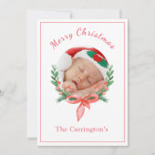 Kerstfotokaart Pine Wreath Holiday Kaart (Voorkant)