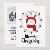 KERSTFOTOKAART | Prettig kerstfeest Rendier Kat Feestdagenkaart (Voorkant / Achterkant)