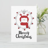 KERSTFOTOKAART | Prettig Kerstmis Rendier Kat Feestdagenkaart (Staand voorkant)
