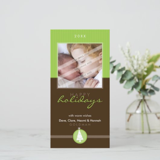  KERSTFOTOKAART :: stripesteek 6P Feestdagenkaart (Staand voorkant)