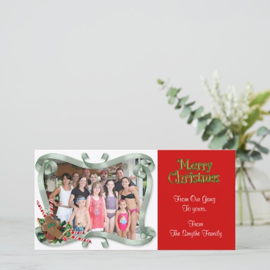 Kerstfotokaart "Van de bende" Feestdagenkaart (Staand voorkant)
