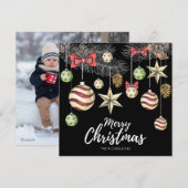 KERSTFOTOKAART | Vintage Ornamenten Feestdagenkaart (Voorkant / Achterkant)