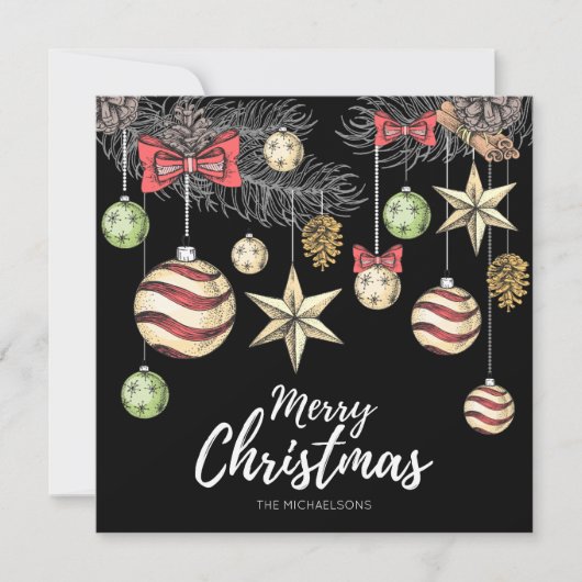 KERSTFOTOKAART | Vintage Ornamenten Feestdagenkaart (Voorkant)