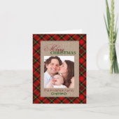 Kerstfotokaart voor Burlap en Red Pset Feestdagen Kaart (Voorkant)