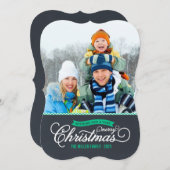 Kerstfotokaart voor chalkboard Script Feestdagenkaart (Voorkant / Achterkant)