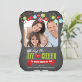 kerstfotokaart voor de Cute Chalkboard-serie Feestdagenkaart (Staand voorkant)