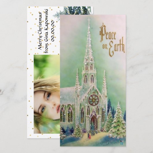  kerstfotokaart voor de vrede op aarde feestdagenkaart (Voorkant / Achterkant)